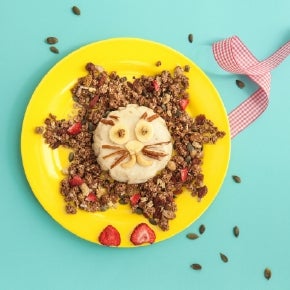 çerez ve muzlardan yapılmış bir aslan çerez ve muzlardan yapılmış bir aslan